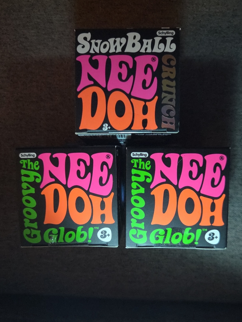 Lot Of 3 NeeDoh Stress Ball Snowball Crunch Groovy Glob Schylling Squish